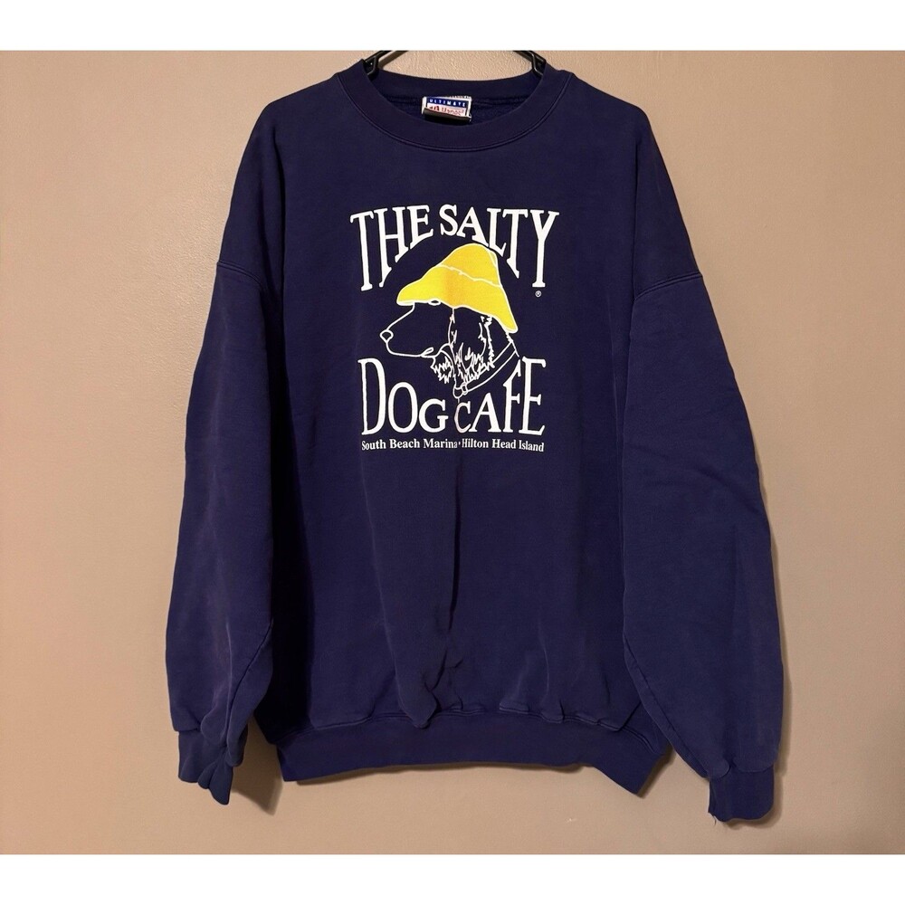 Hanes Navy Sweatshirt with Yellow Graphic - The Salty Dog Cafe